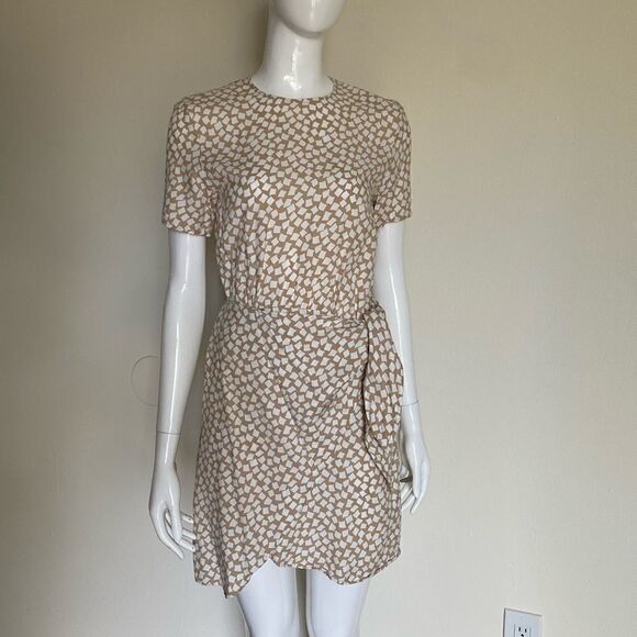 & Other Stories Tan and White Knot Detail Mini Dress Size 0 - Picture 4 of 13